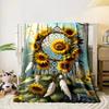 A Sunflower-adorned Dreamcatcher with Feathers and Vibrant Background. for All Seasons Blanket Lunch Break Throw Gift