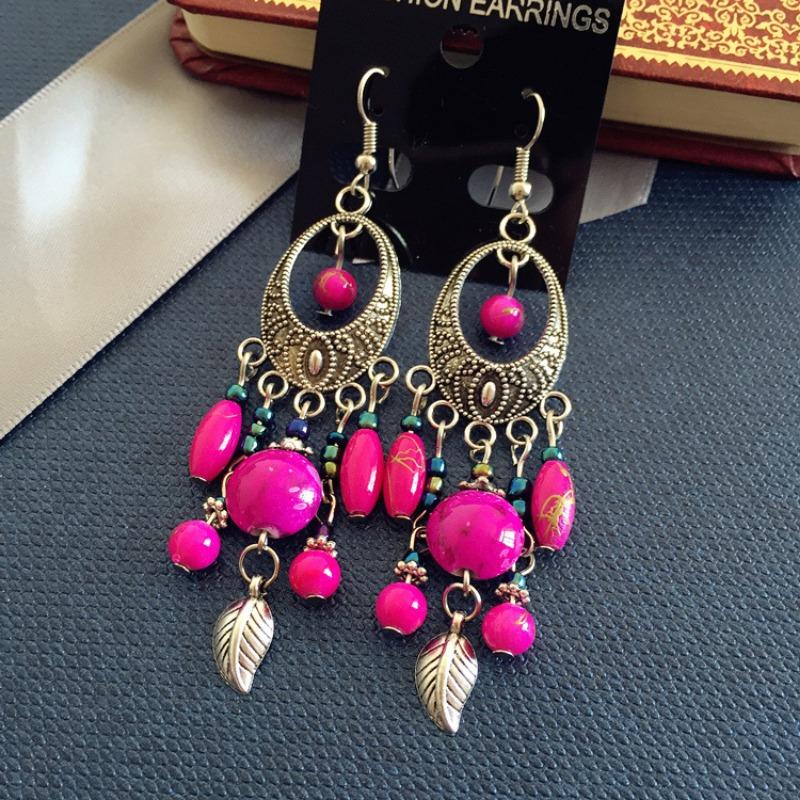Bohemian Vintage Silver Earrings Muse Jewelry Face Skinny Earrings Tassel Long Earrings
