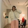 Neue Damen Winter Kurze Baumwolljacke Kleine Blumen Baumwolljacke Locker Gepolsterter Mantel