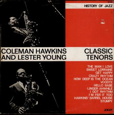 LP Record COLEMAN HAWKINS  LESTER YOUNG  Classic Tenors SM3259 Joker 1972 Italy Jazz Used
