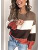 European and American casual autumn and winter new long-sleeved striped sweater women's wish crew neck knitted pullover