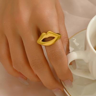Neuer Stil Damenring geometrisches Lippen-Design Metall Öffnungsring Zeigefingerring Damen vielseitiger Ring