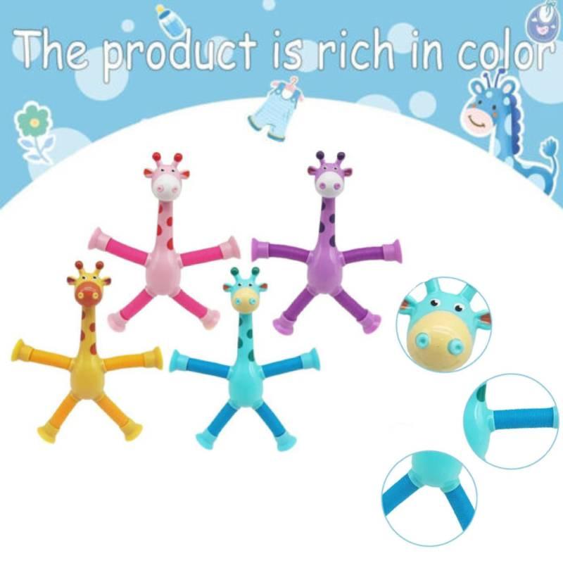 Stretchable Giraffe Toy With Suction Cup And Expandable Neck