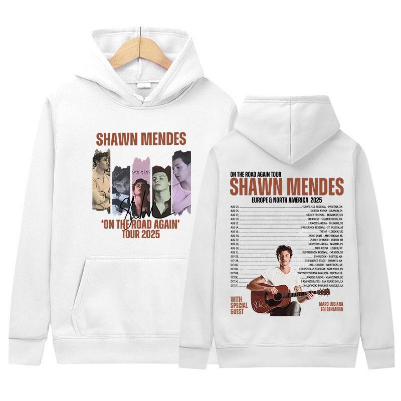 Singer Shawn Mendes On The Road Again Tour 2025 Album Hoody Mens Vintage Aesthetic Sweatshirt Fashion High Quality Fleece Hoodie
