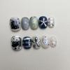 European Starry Sky Black Cat 3D Heart & Stars Short False Nails