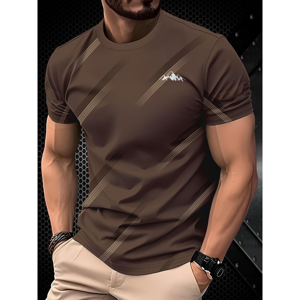 Men's Short Sleeved T-shirt, Fashionable Men's Short Sleeved Shirt, Casual Striped Pattern T-shirt, Oversized Clothes