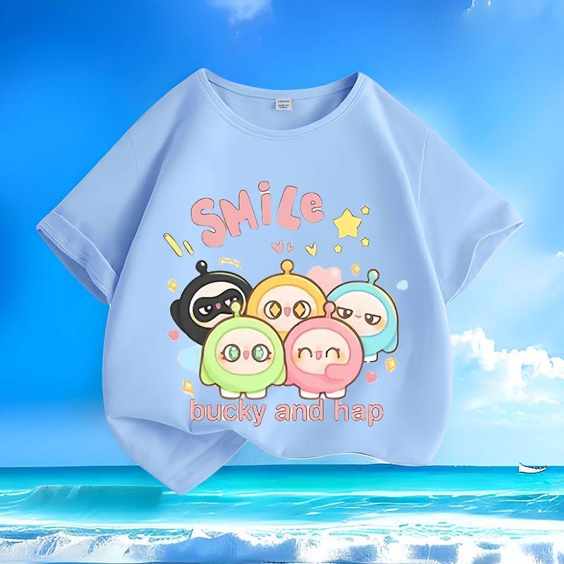 Children's Fashionable and Cute Cartoon T-shirts, Loose Round-neck Tops for Boys and Girls In Summer