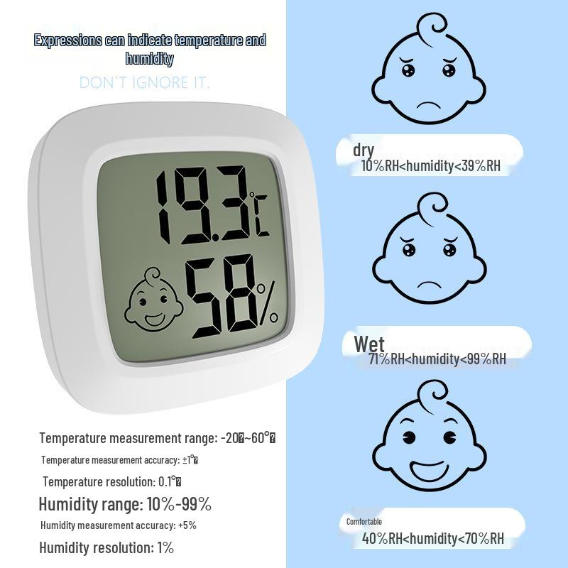 High-Precision Indoor/Outdoor Digital Thermohygrometer for Baby Room with Magnet & Dual Tape Mount