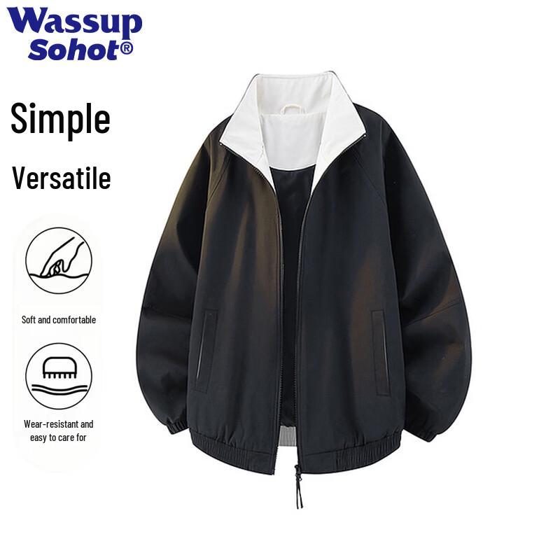 Wassup Sohot Men's Color-Block Lapel Jacket