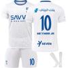 Tieners Kinderen Volwassenen Gepersonaliseerde Naam Voetbaltenues 2024-25 Al-Hilal Uit #10 NEYMAR JR Trainingsset met Sokken