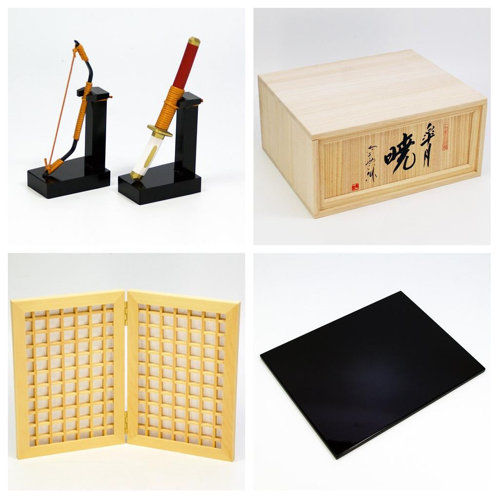 Osaka May Festival Helmet Carp Compact with Name Engraving and Wooden Plaque Width Satsuki Akatsuki Chosei-do Doll, Ornament, Streamer, Mini, Wooden,