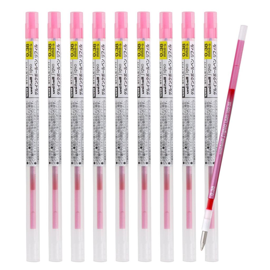 Mitsubishi Pencil Style Fit Signo Ballpoint Pen Rose UMR1093866 Refill, 0.38mm, Pink, 10-pack,
