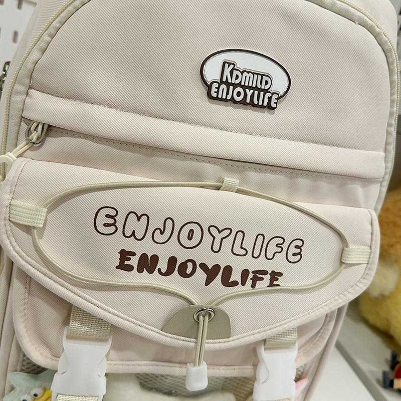 Letter Print Women's Backpack Large Capacity Computer Backpack Color Block Student Schoolbag