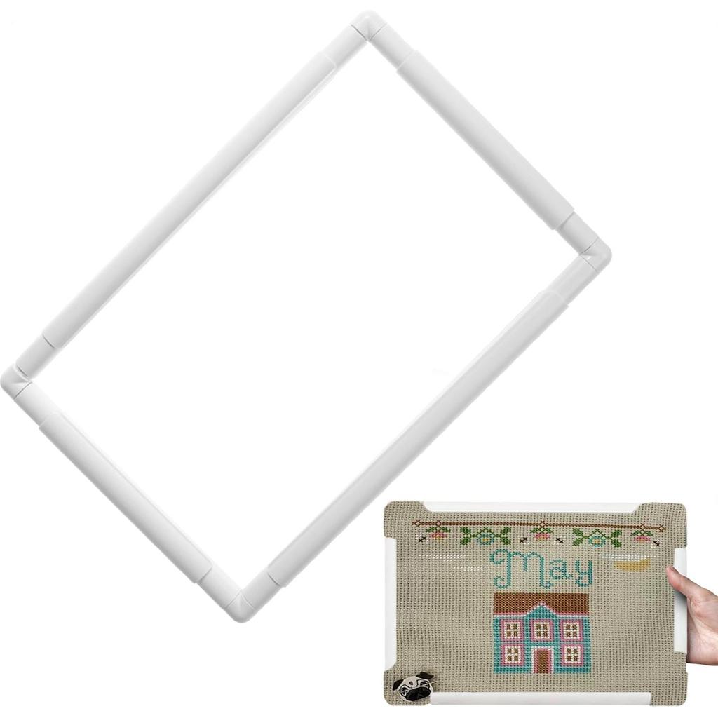 PP Cross Stitch Frame White Square Shape Quilting Frames DIY Craft Need Assembled for Cross Stitching Quilting for Sewing