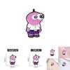 Adorable Pink Cartoon Character Brooch With Big Eyes Unique Metal Badge Accessory
