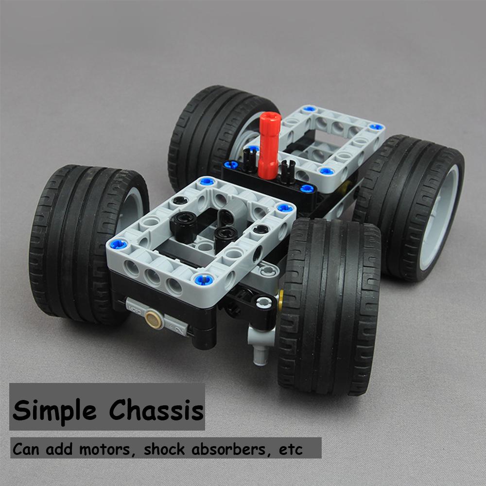 MOC Basic Car Chassis for Sports Car Modification Support Redesign Motors Shock Absorbing Steering Suspension Building Blocks
