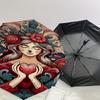 1pc Heart Love Automatic Open/Close Umbrella Compact Folding Umbrella with 8-Rib Shaft for Women/Men, Elegant Birthday1227S