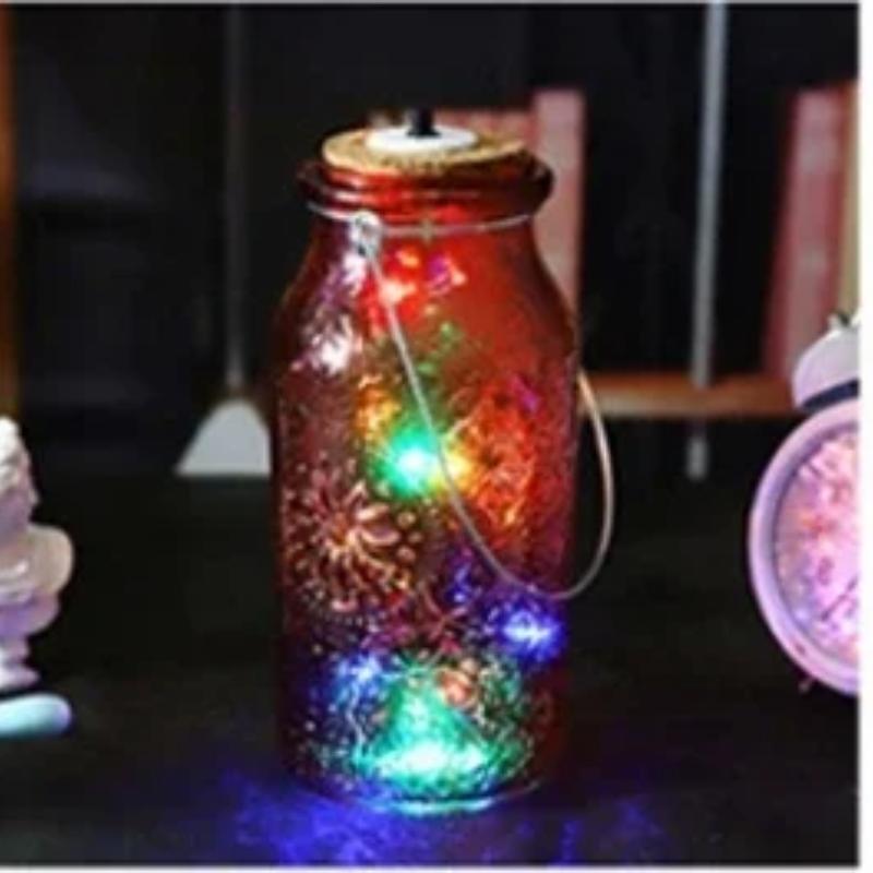 Mason Jar Waterproof Wishing Confession Bottle LED Handheld Night Light for Patio Yard Garden Wedding Decoration Holiday Party