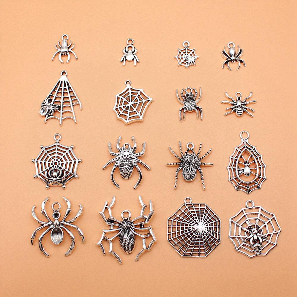 Halloween Theme Charms Silver Color Alloy Pendants For Gothic Holiday Jewelry Making