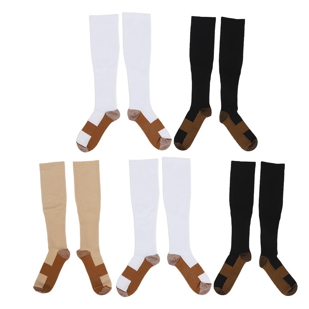 5 Pair High Compression Socks Breathable Moisture Absorption Stress Relief Pressure Socks for Running Outdoor Sports