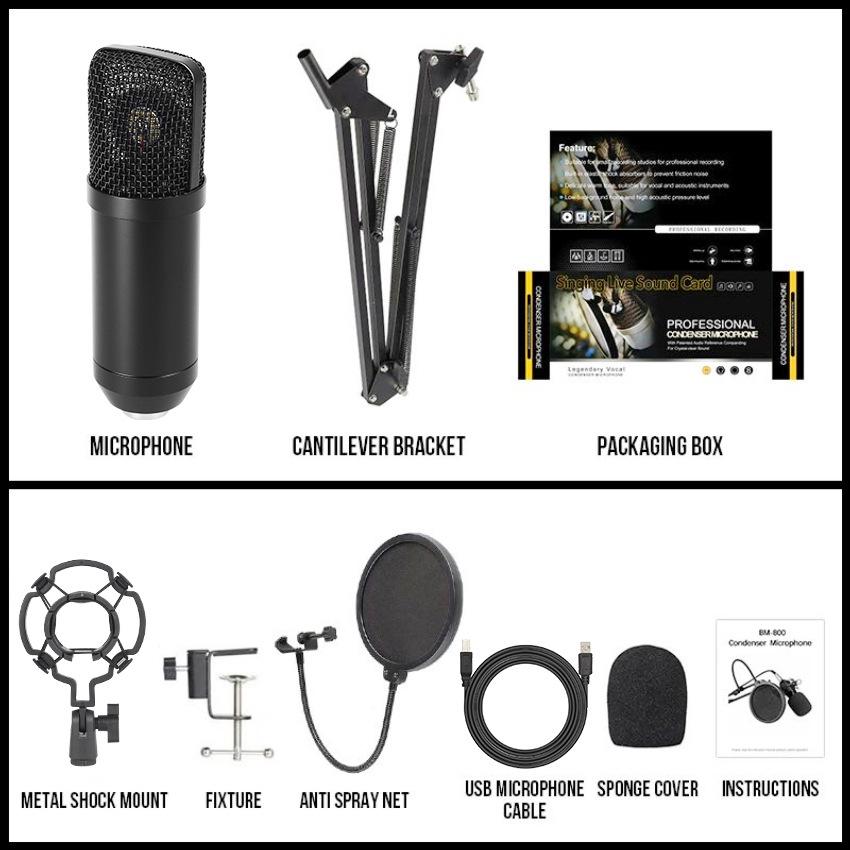 BM800 USB Condenser Microphone for Live Streaming, Mobile, and PC - Ideal for Network Anchoring and K-Song Recording