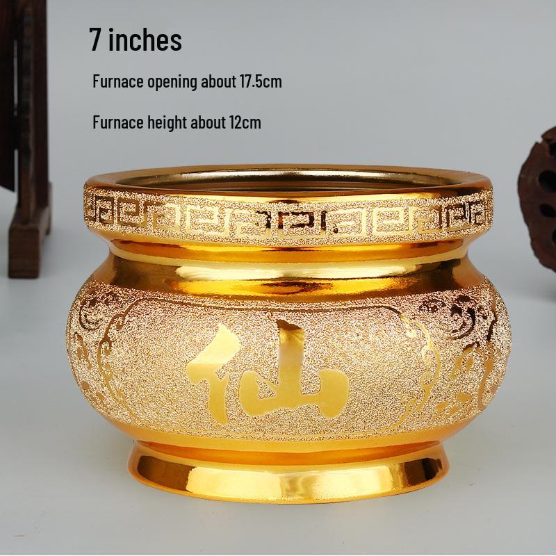 Small Ceramic Buddha Incense Burner with Golden Sand