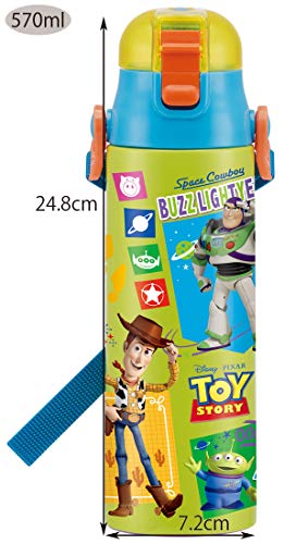 Skater Kids' 2-Way Stainless Steel Water Bottle with Cup, Toy Story 20 Disney Design, 570ml (SKDC6)