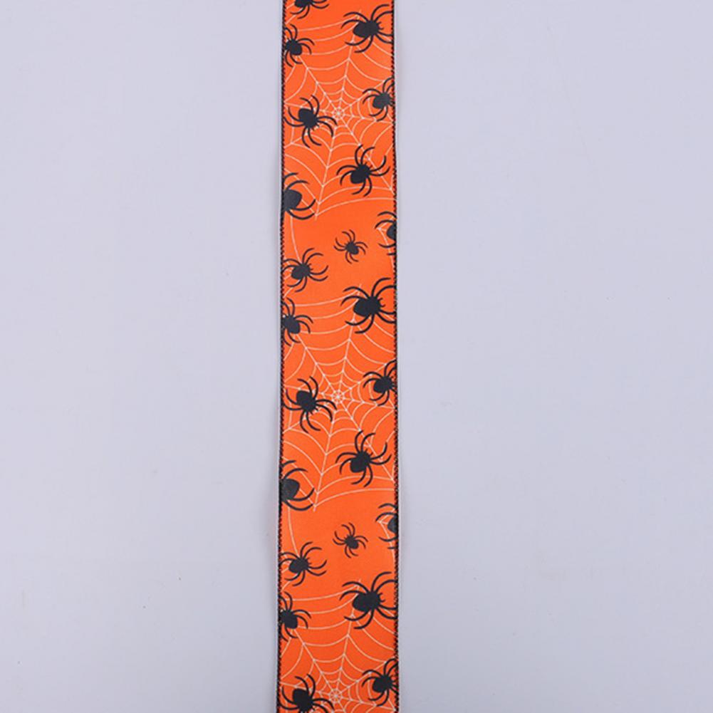 Halloween Themed Ribbon Halloween Wired Edge Ribbons Bat Spider Pumpkin Witch Hat Skull Decorative Ribbon for Diy Craft Floral
