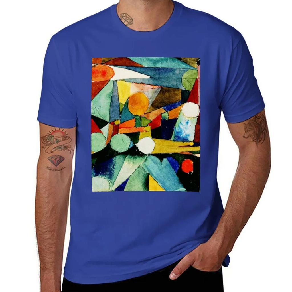 Farbenformen | Paul Klee Abstrakte Aquarellkunst T-Shirt Vintage Anime Erhaben Frucht des Webens Herren T-Shirts