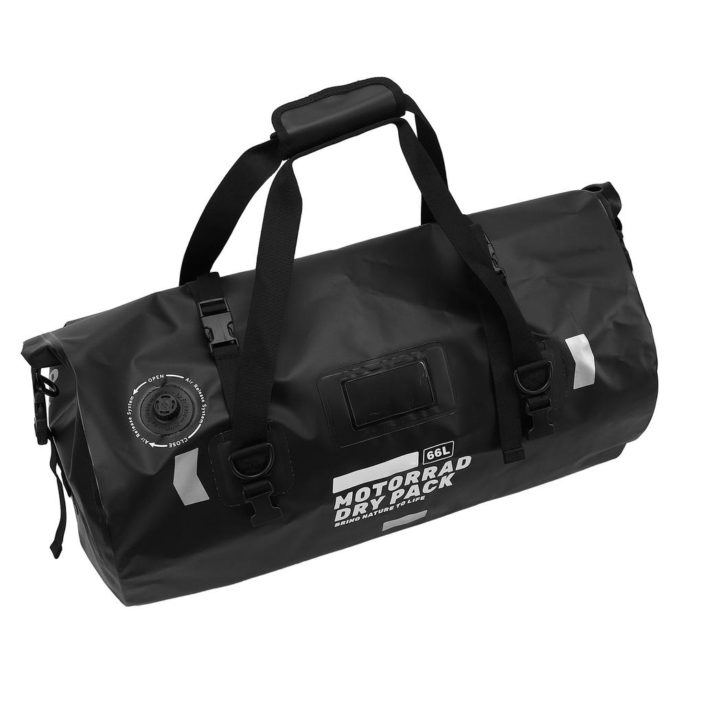 66L Rainproof Cycling B Outdoor Travel B with 4 Straps for Motorcycle Biking Camping Beach Reflective Strip Fast Release Valve
