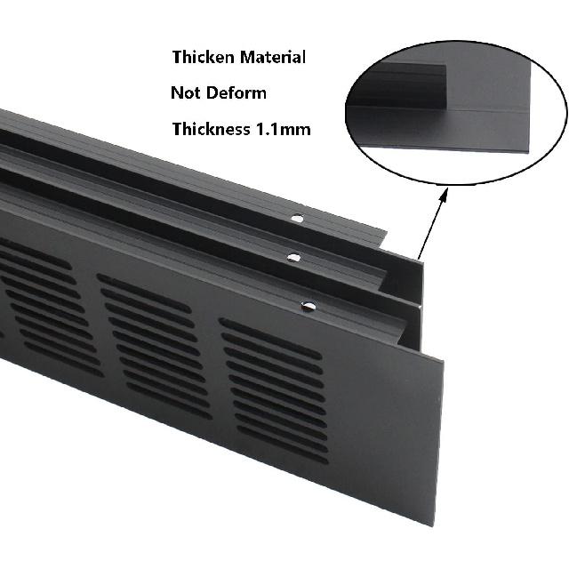 2PCS Air Vent Cover,TTZEZE Black Aluminium Alloy Ventilation Grille Rectangle Metal Louvered Grill Cover for Wardrobe Stove Shoes Cabinet Sink