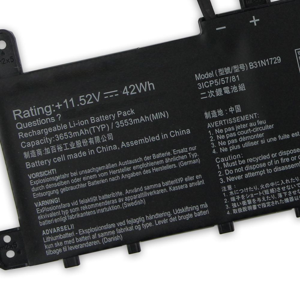 NEW Replacement Battery For ASUS VivoBook S15 S530 S530U S530UN S530UA B31N1729 Laptop Battery 3653mAh