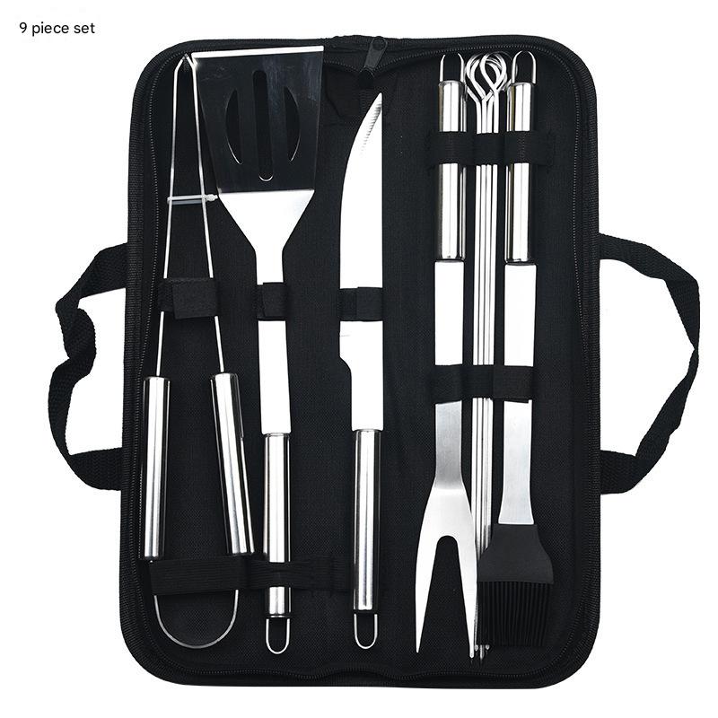 Stainless Steel Grill Set BBQ Combination Tools Set Barbecue Tools Set Outdoor BBQ Set Grill Set Patio BBQ Tools Set Tools for BBQ with Storage Bag