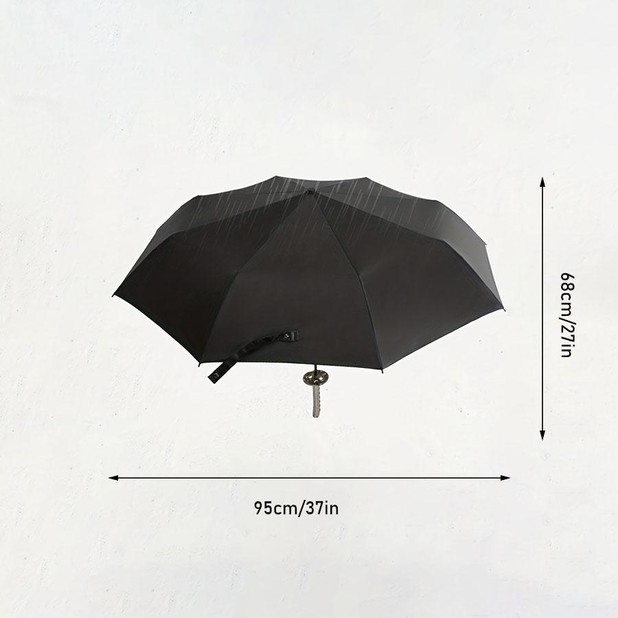 Creative Samurai Sword Umbrella, Ninja-Style 8-Rib Manual Folding Sword Umbrella, Black Anime-Themed Adult Folding Umbrella