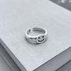 Retro Smile Face Ring For Men Women Silver Color Punk Gothic Rock Hiphop Open Ring Handmade Designer Jewelry Unisex Accessories