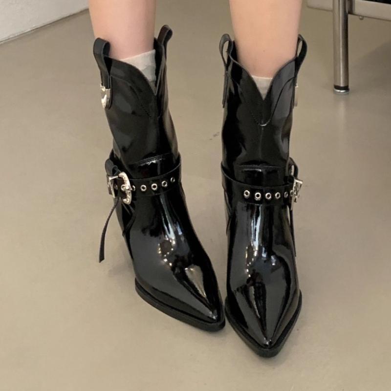 Designer 2025 New Women Ankle Boots Sexy Pointed Toe High Heels Shoes Brand Chunky Shoes Winter Boots Woman Pumps Botas