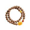 Altes Berg-Sandelholz & Bernstein Doppel-Schleifen Armband mit rotem Achat und 925er Silberperlen
