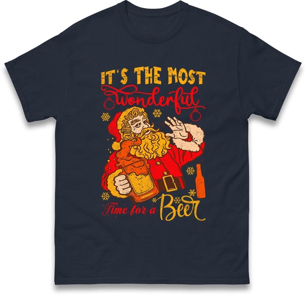 Its The Most Wonderful Time For A Beer Santa Christmas Tshirt Drinking Top S