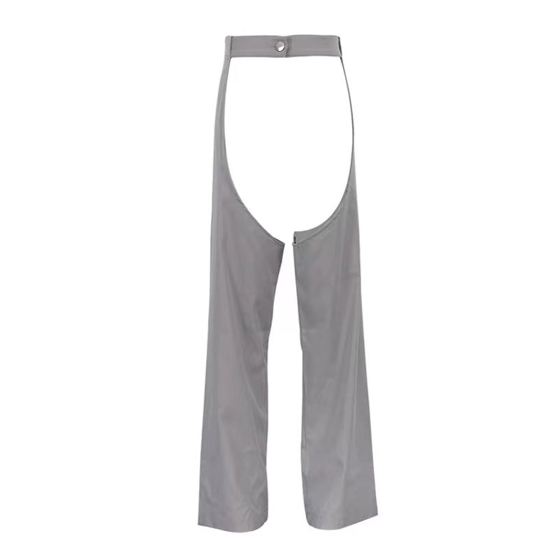 

Western Style Fashion Hollow out Sexy High Waist Straight Casual Pants Hollow out Sexy Casual Pants Gray L