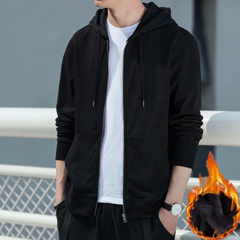 Men's Spring and Autumn Thin Loose Cardigan Sweatshirt Large Size Hooded Zipper Jacket