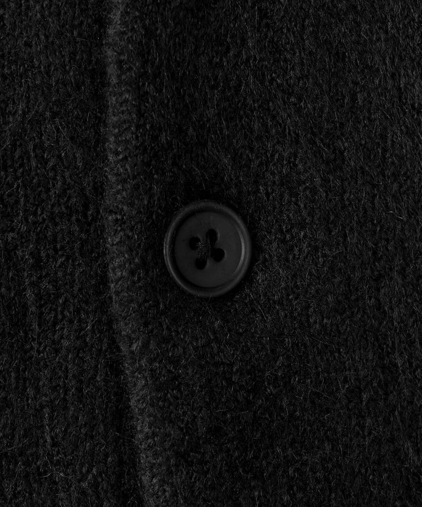 Excontainer Minimalist Button Round Neck Crop Cardigan (Black)