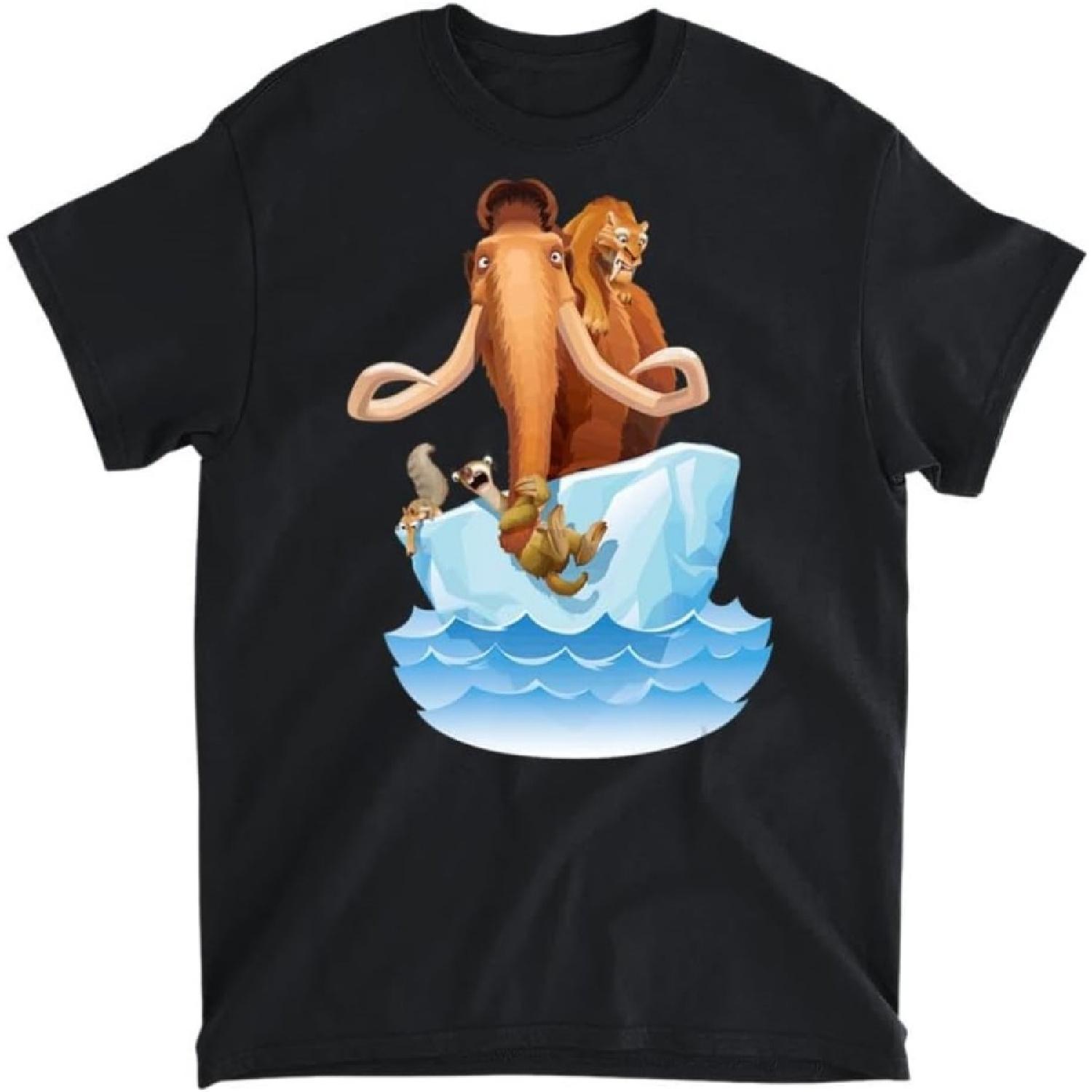 Ice Age Manfred Diego Sid and Scrat on Iceberg T-Shirt, Long Sleeve Shirt, Sweatshirt, Hoodie Unisex Adult Size S