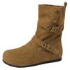 Retro two-wear medium boots Western cowboy fashion boots Women's autumn and winter simple and comfortable casual flat Martin boots