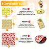 Set da 3 Pezzi Involucri Alimentari in Cera d'Api Riutilizzabili Cotone Biologico Eco-friendly Panno Cerato Sostituto della Pellicola di Plastica Domestica Lavabile Modello Limone