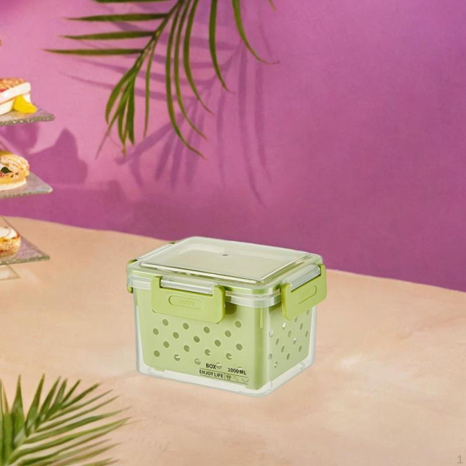 

Fruit Container for Fridge Food Storage Leakproof Airtight with Strainer Vegetable Fresh 12.5x9x10cm