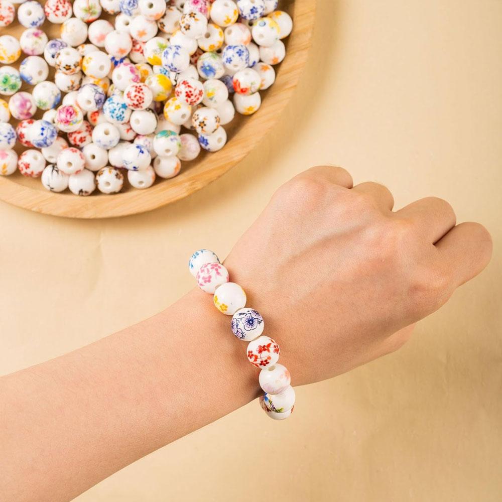 30/50pcs Ceramic Material Ink Painting Style Decoration Bead Flower Ceramic Bead Craft Bead Bracelet Bead DIY Bracelet Necklace Pendant Foot Chain