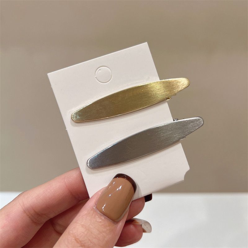 European and American Style Simple Personality Metallic Brushed Alloy Gold Silver Duckbill Clip Fashion Fancy Side Clip Hairpin Women