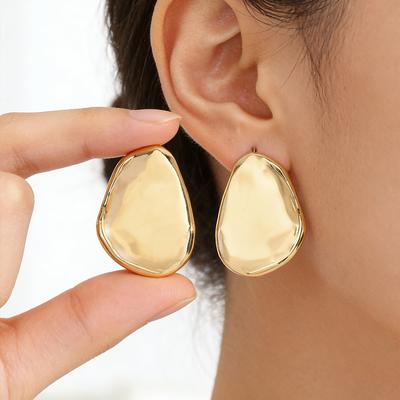 New Geometric Glossy Stud Earrings Personalized Fashion Irregular Earrings Trend Versatile Daily Metal Earrings Women