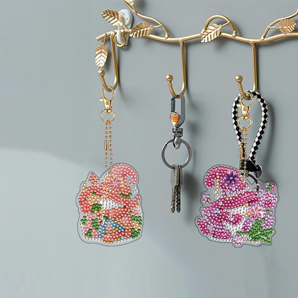 DIY Diamond Painting Keychain Crystal Rhinestone Kit Single Side Full Drill Gem Art Crafts Point Drill Pen Gift Set