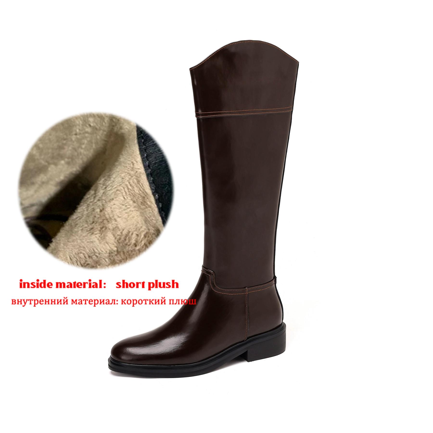 

Krazing Pot Cow Split Skin Round Toe Med Heels Knight Boots Size 46 Size 45 Zip Plus Size Women Sewing Thigh High Boots 39